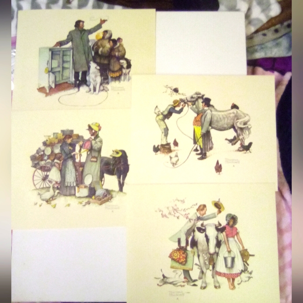 Set ( 4 ) Norman Rockwell Embossed Prints